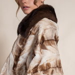 Women’s Sculpted Mink Cape Gold-White with Demi Buff Collar | Hyde Luxury Apparel