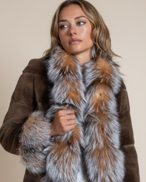 Sheared Mink Jacket with crystal fox collar & cuffs - Hyde Luxury Apparel