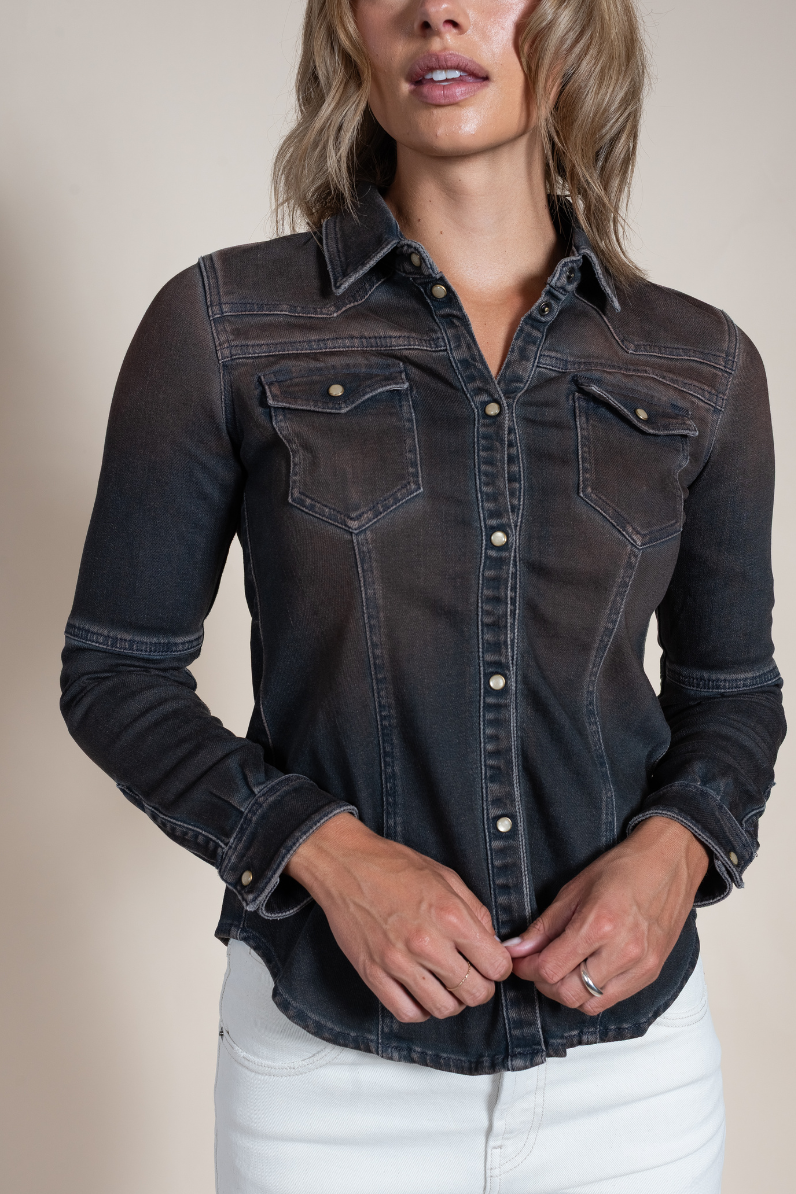 Women's Beth Selvage Denim Shirt – Italian Luxury Western Style