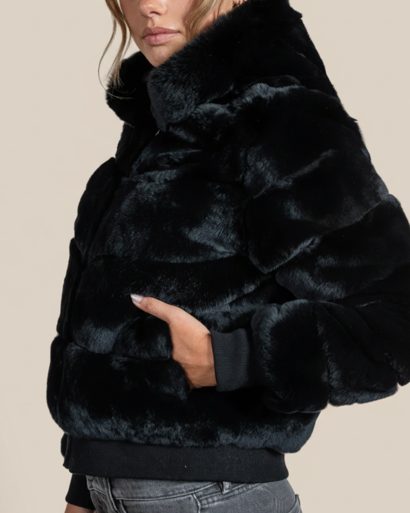 Rex Bomber Jacket with Hood in Black- Hyde Luxury Apparel