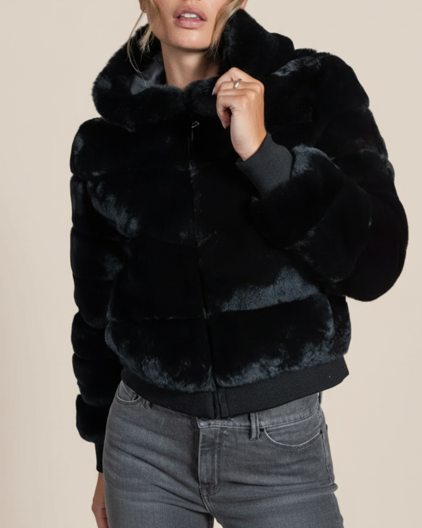 Rex Bomber Jacket with Hood in Black- Hyde Luxury Apparel