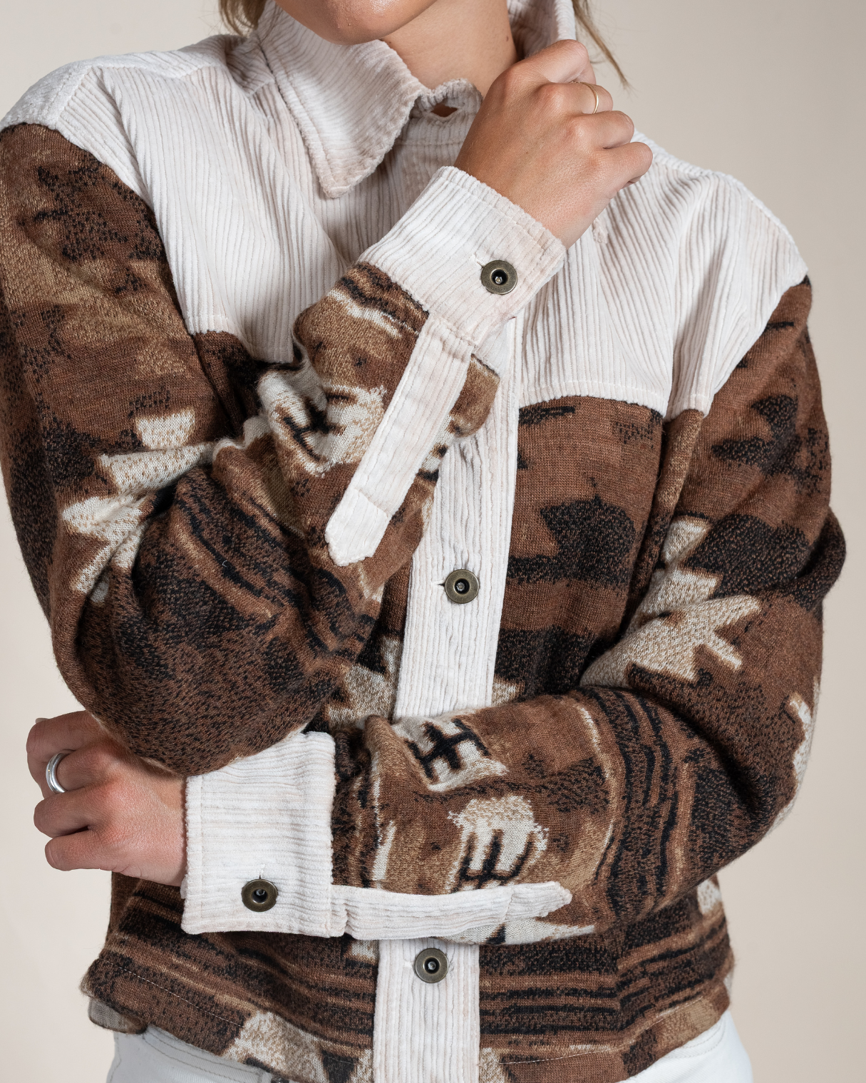 Kaiah Western Shirt Jacket | Italian Wool & Corduroy - Hyde Luxury Apparel