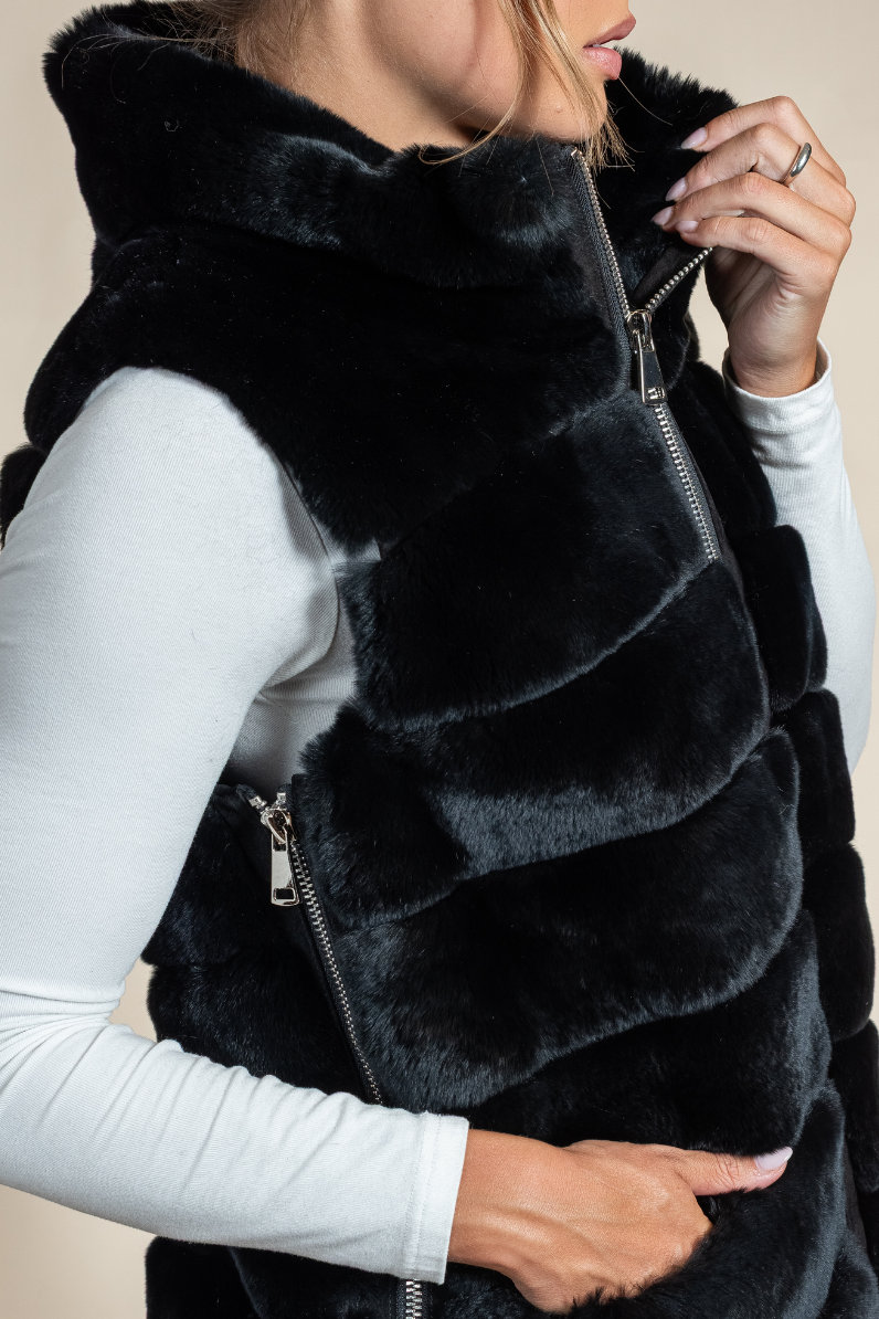 Rex Fur Long Vest - Hyde Luxury Apparel