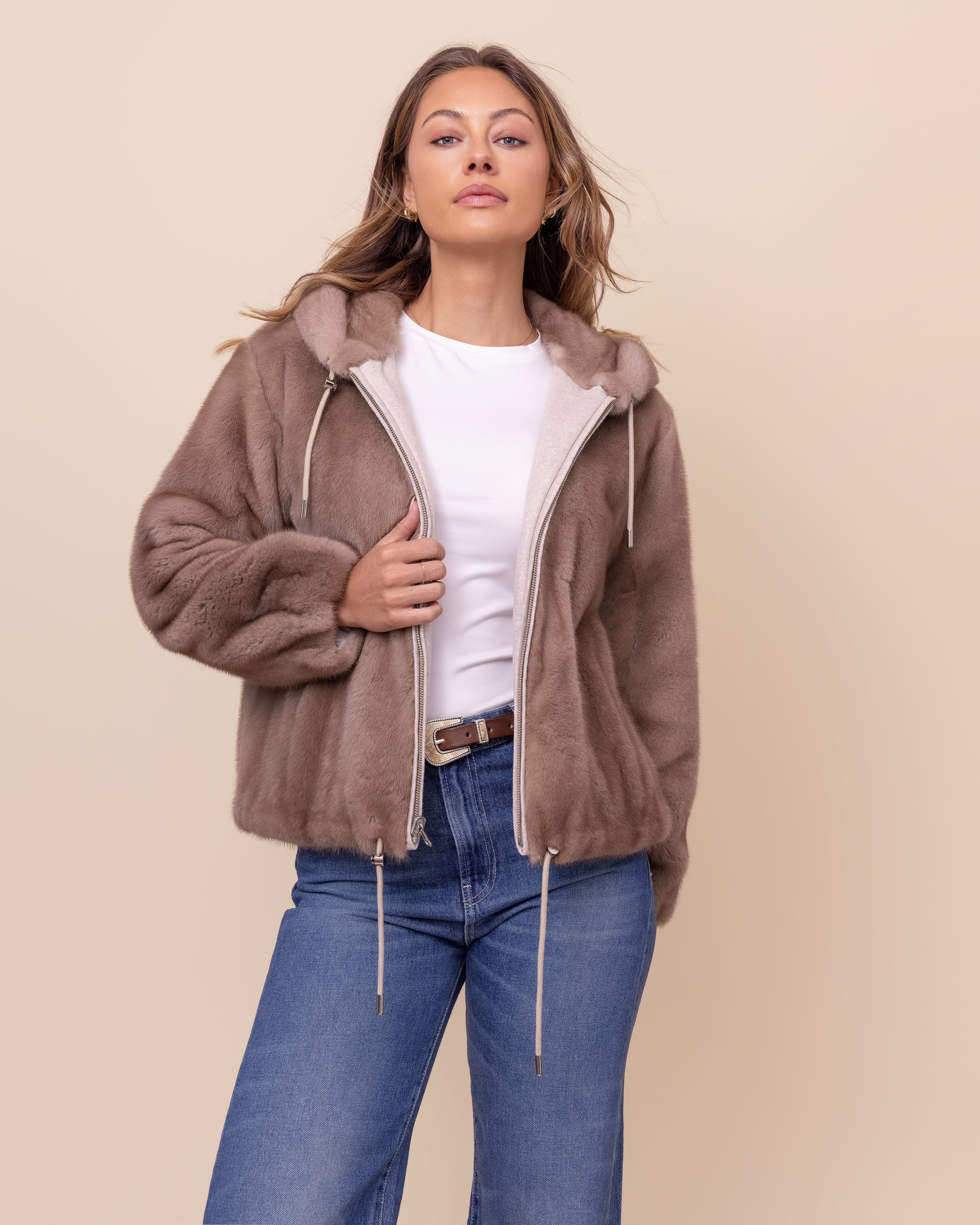 HYDE The Savona Reversible Russian Mink Jacket with Hood | Women's Luxury Fur Jacket