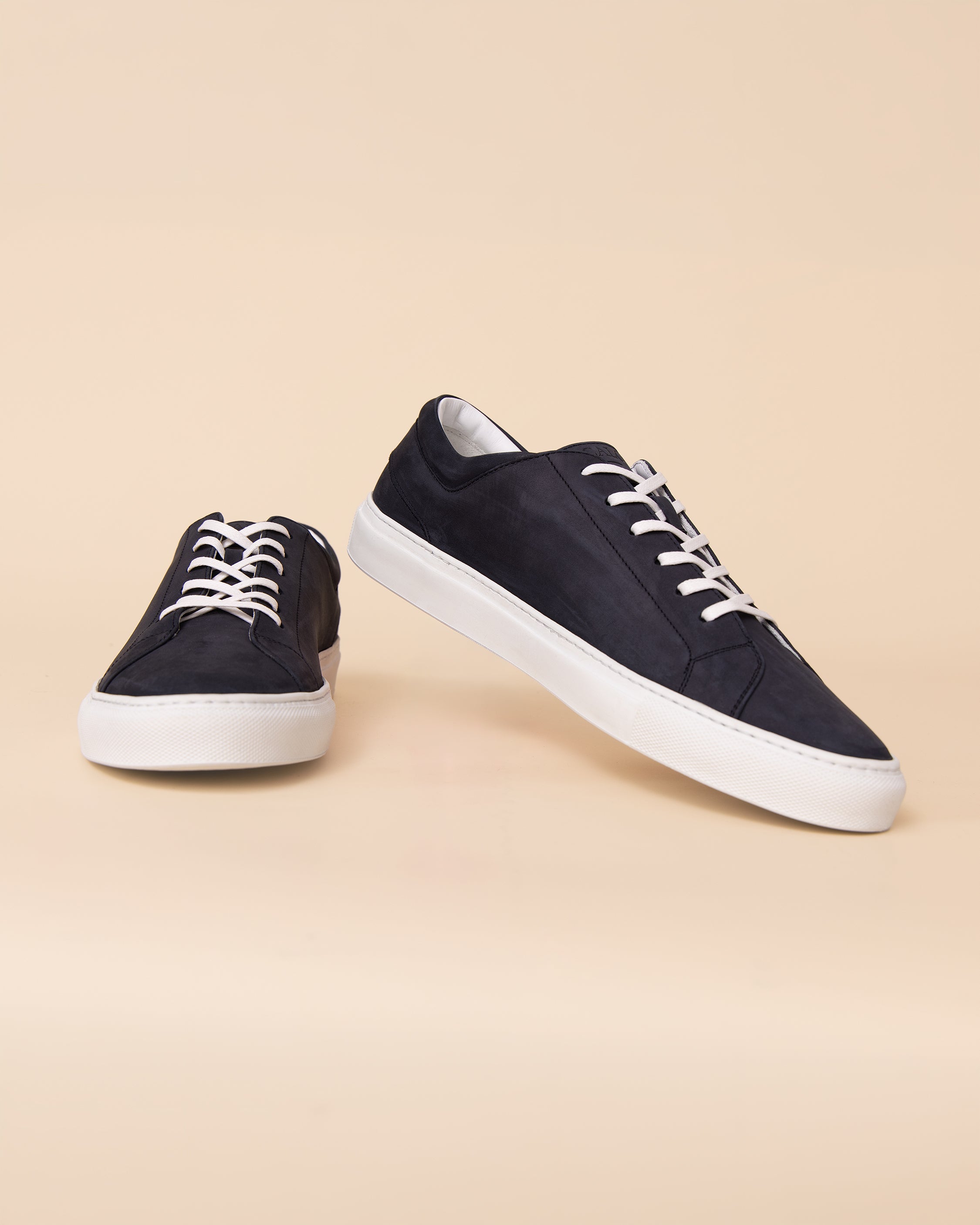 HYDE Vulcano navy nabuk leather sneaker, men's low-profile Italian sneaker handmade in Tuscany