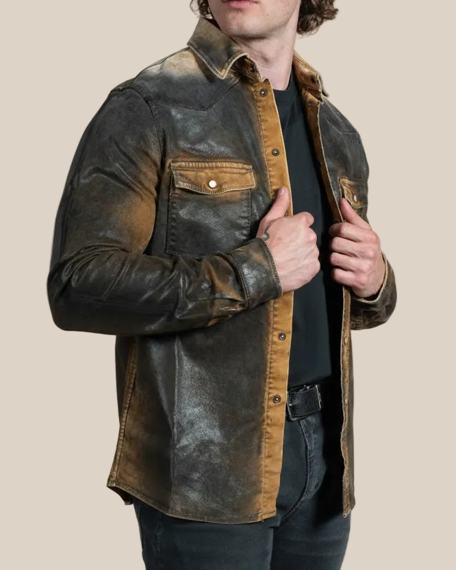 Weathered Western Snap Shirt - Hyde Luxury Apparel