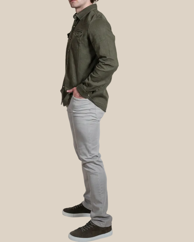 Men’s Italian Linen Overshirt in Sage Green – Lightweight Summer Layer