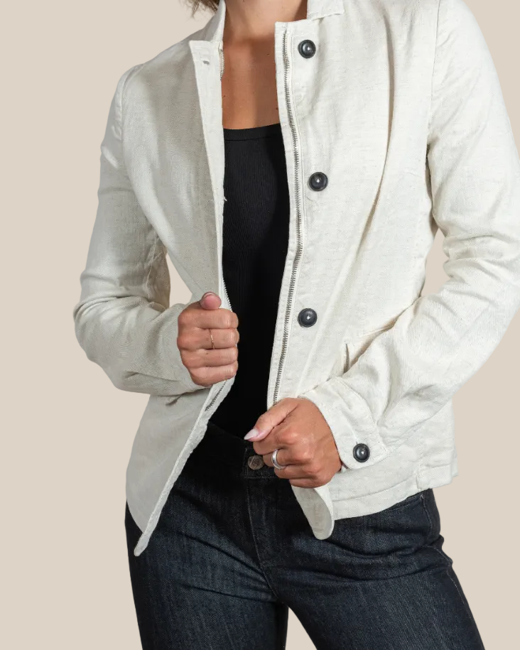 Women's Jolene Tailored Jacket – Italian Linen-Cotton Luxury Blazer