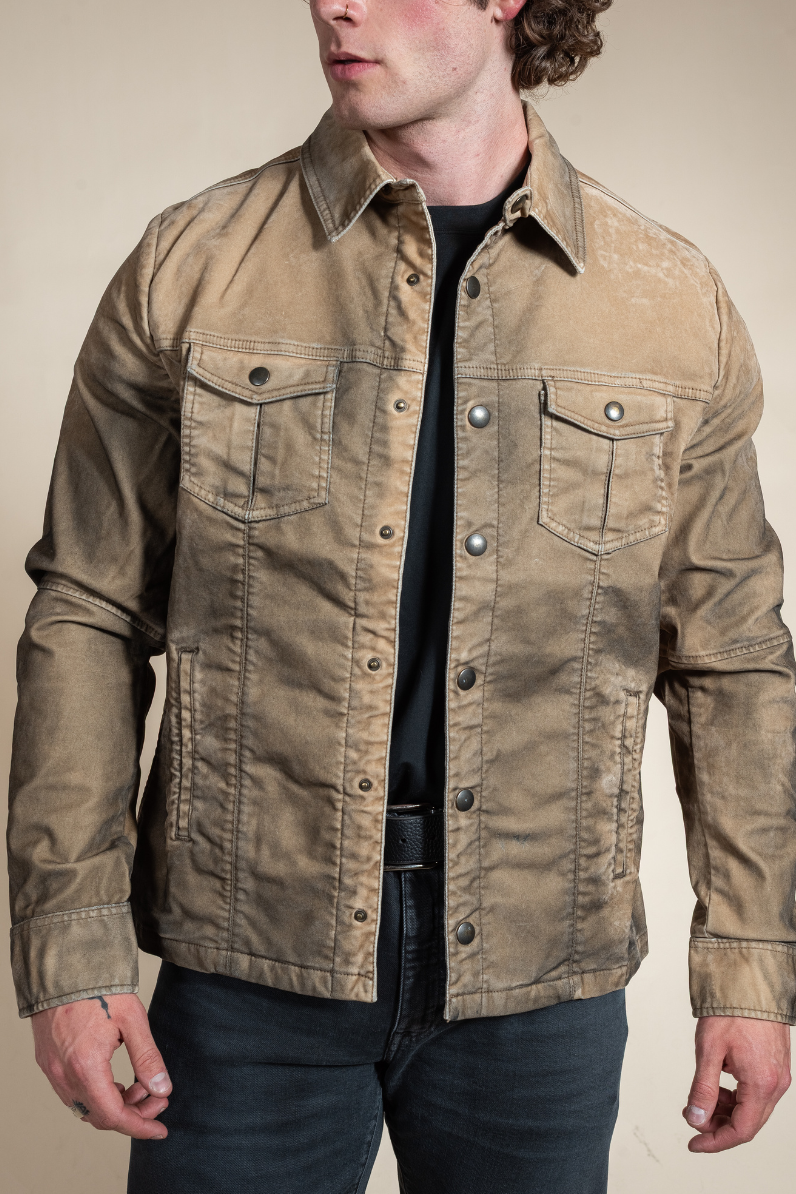 Men’s Sawyer Italian Suede Western Jacket in Navy | Hyde Luxury Apparel