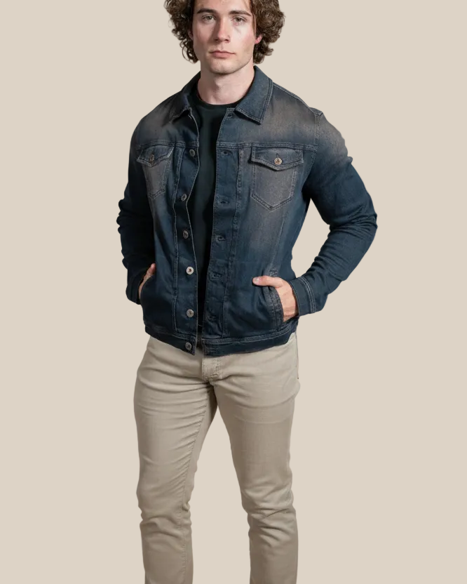 Men’s Russell Italian Cotton-Blend Western Denim Jacket in Indigo | Hyde Luxury Apparel