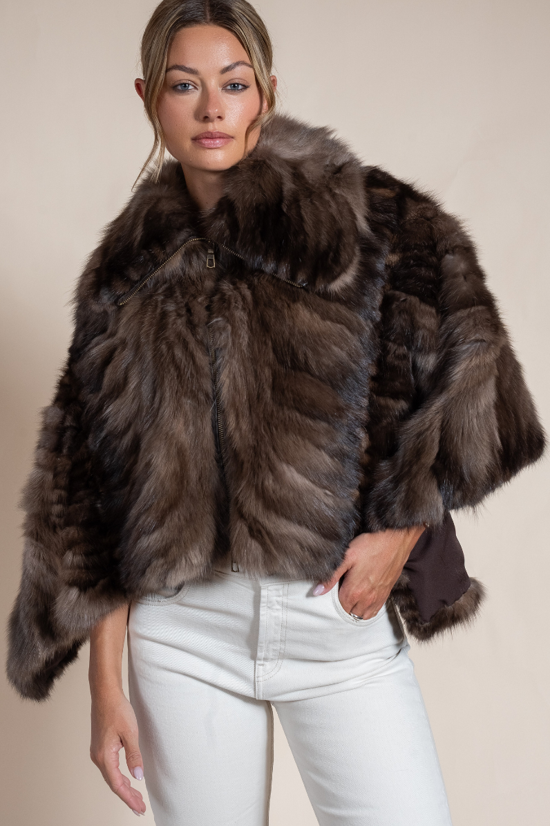 Women’s Russian Sable Fur Cape Classic Silhouette | Hyde Luxury Apparel