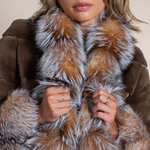 Women’s Sheared Mink Jacket with Crystal Fox Collar & Cuffs | Hyde Luxury Apparel