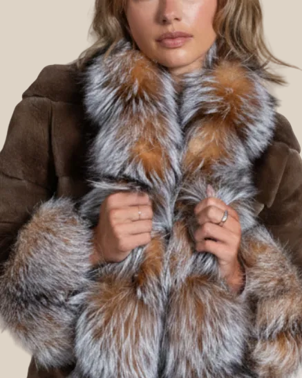 Sheared Mink Jacket with crystal fox collar & cuffs - Hyde Luxury Apparel