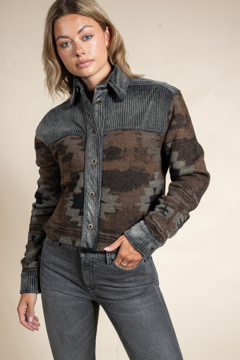 omen's Kaiah Cropped Overshirt – Wool & Corduroy Heritage Jacket