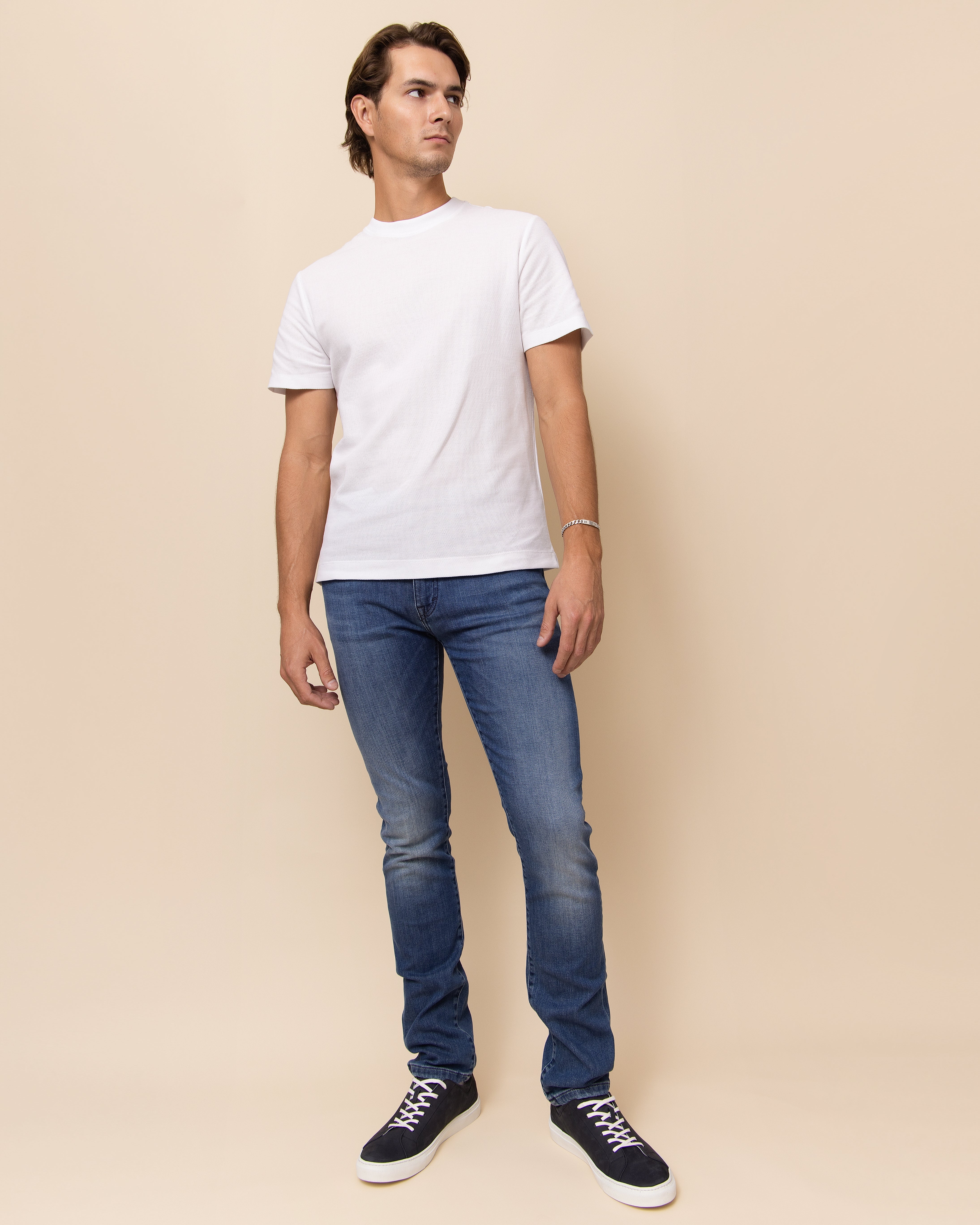 Emiliano Zapata white long-staple cotton tee for men, tailored crew neck with clean sleeve and hem finish