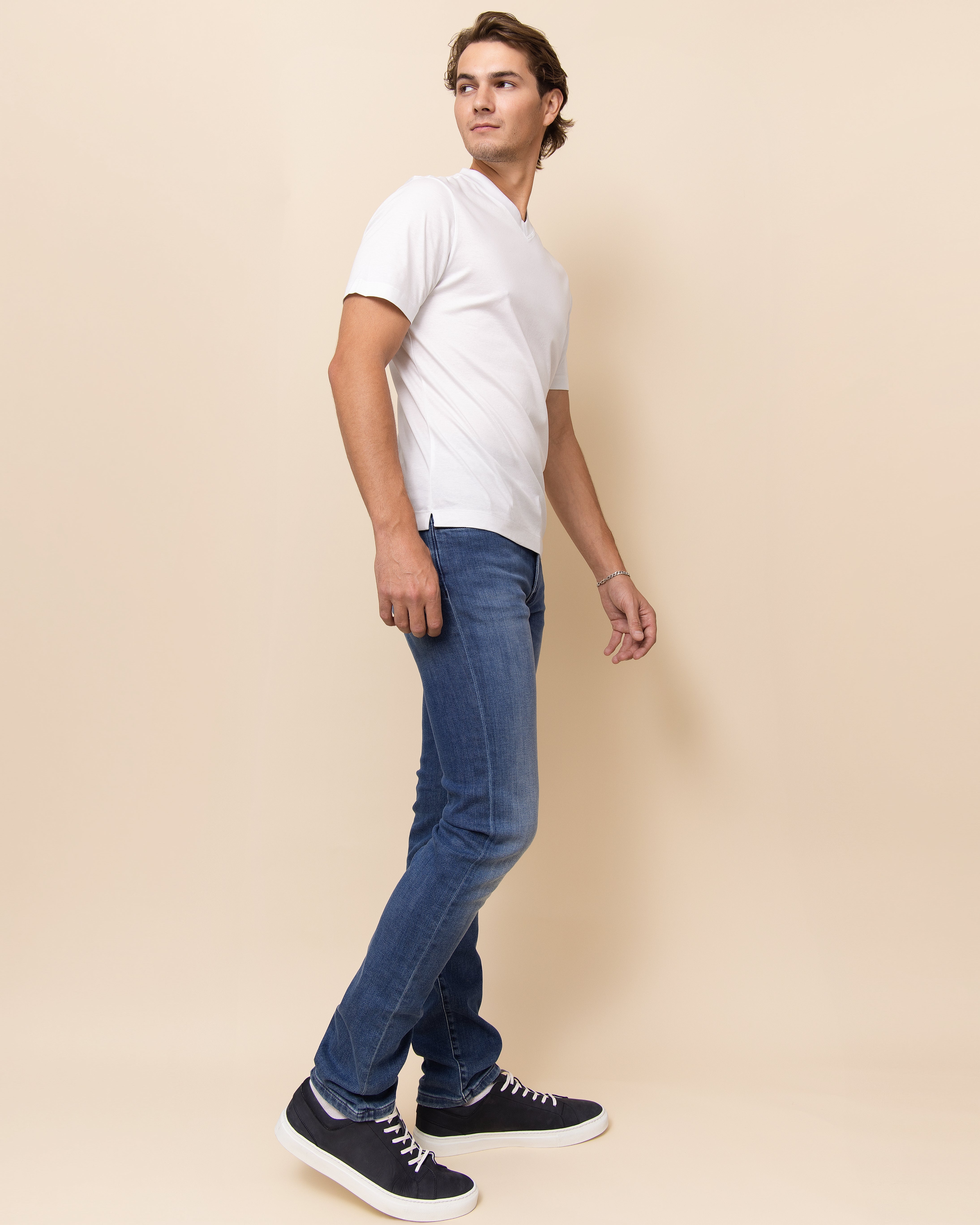 HYDE Brescia white honeycomb cotton luxury crew neck tee by Emiliano Zapata, men's premium Italian long-staple cotton t-shirt