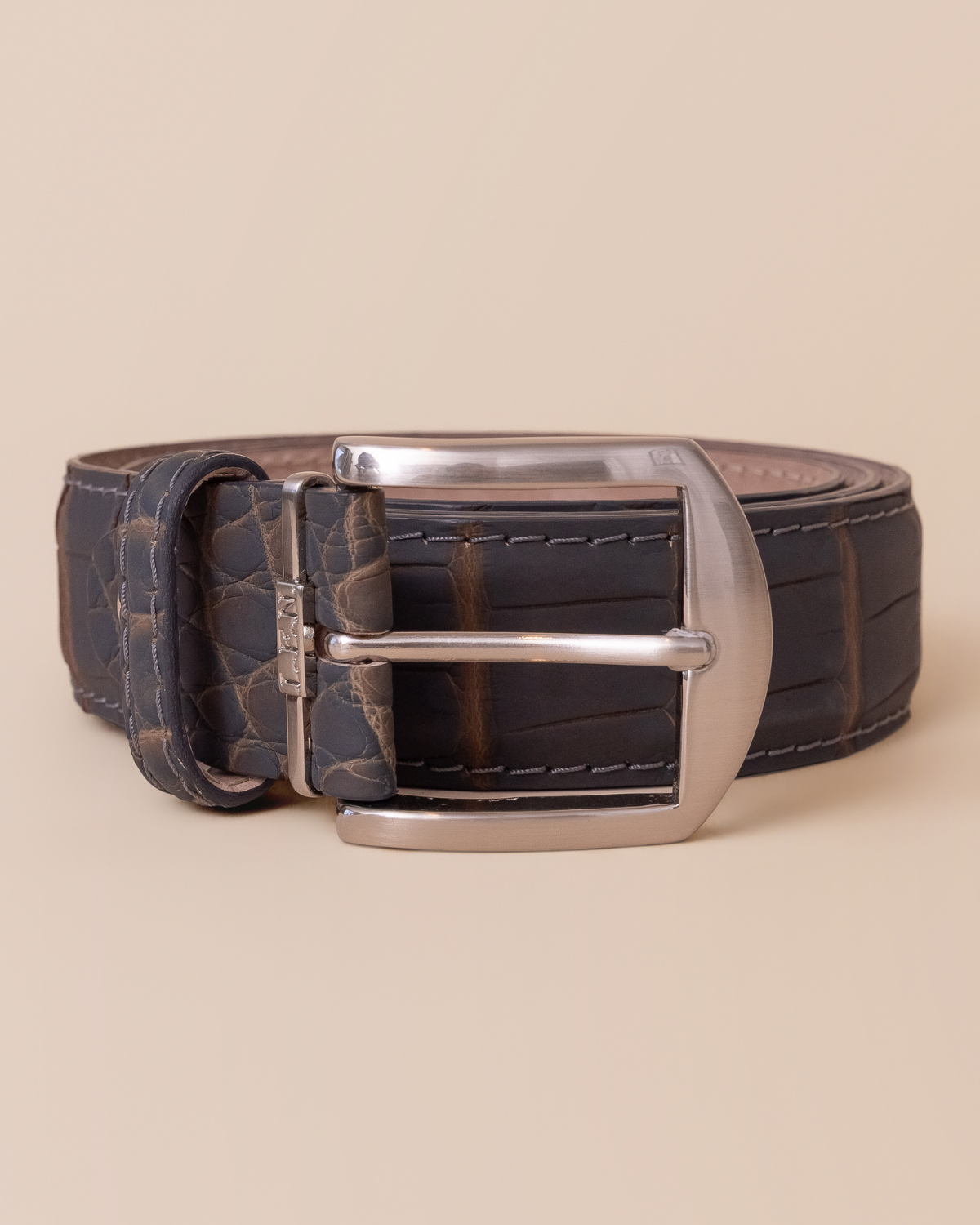 full view — alligator scale pattern and charcoal mink gradient finish