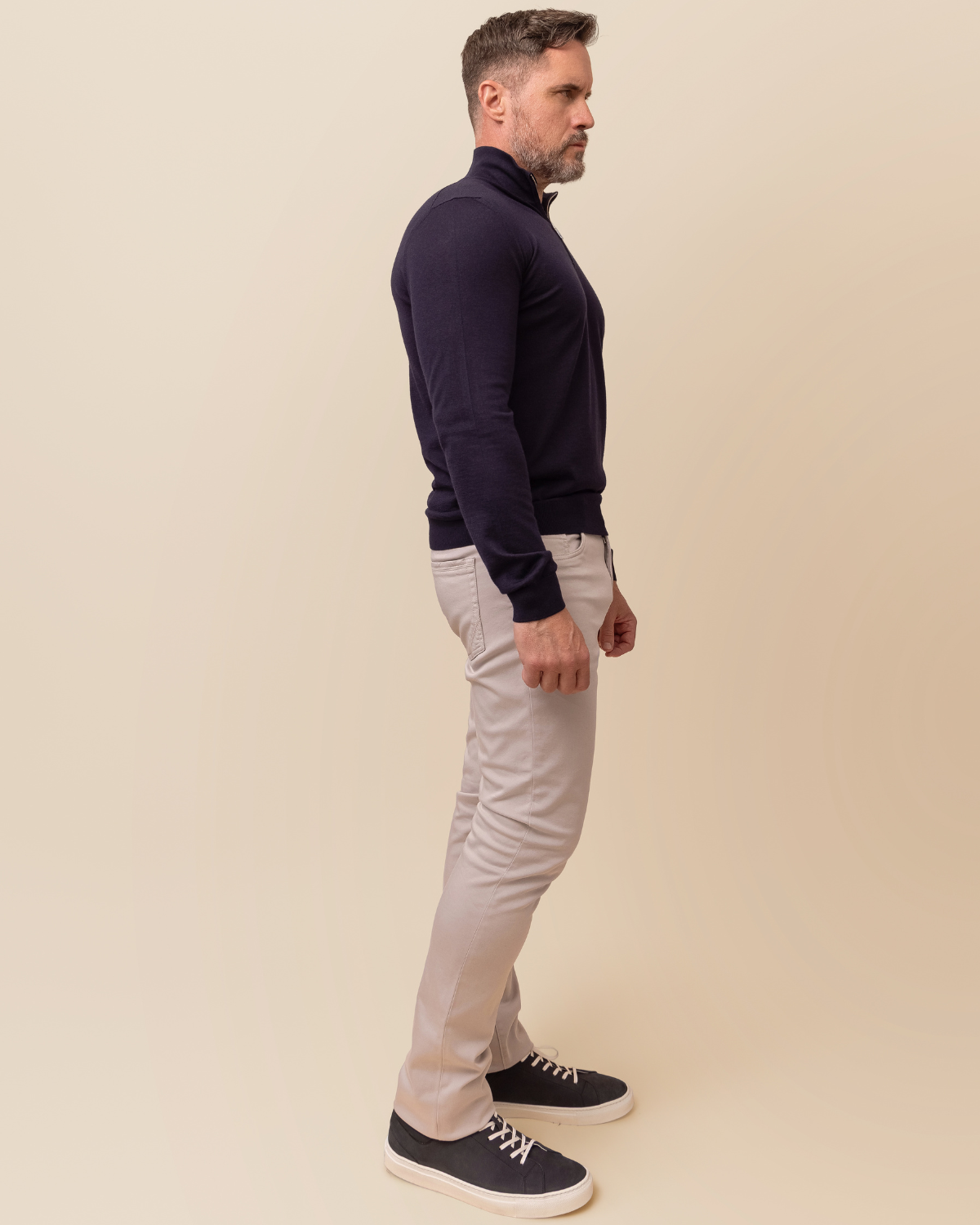 HYDE Valdoro Cashmere Silk Quarter-Zip — Blue Scuro | Men's Luxury Italian Knitwear