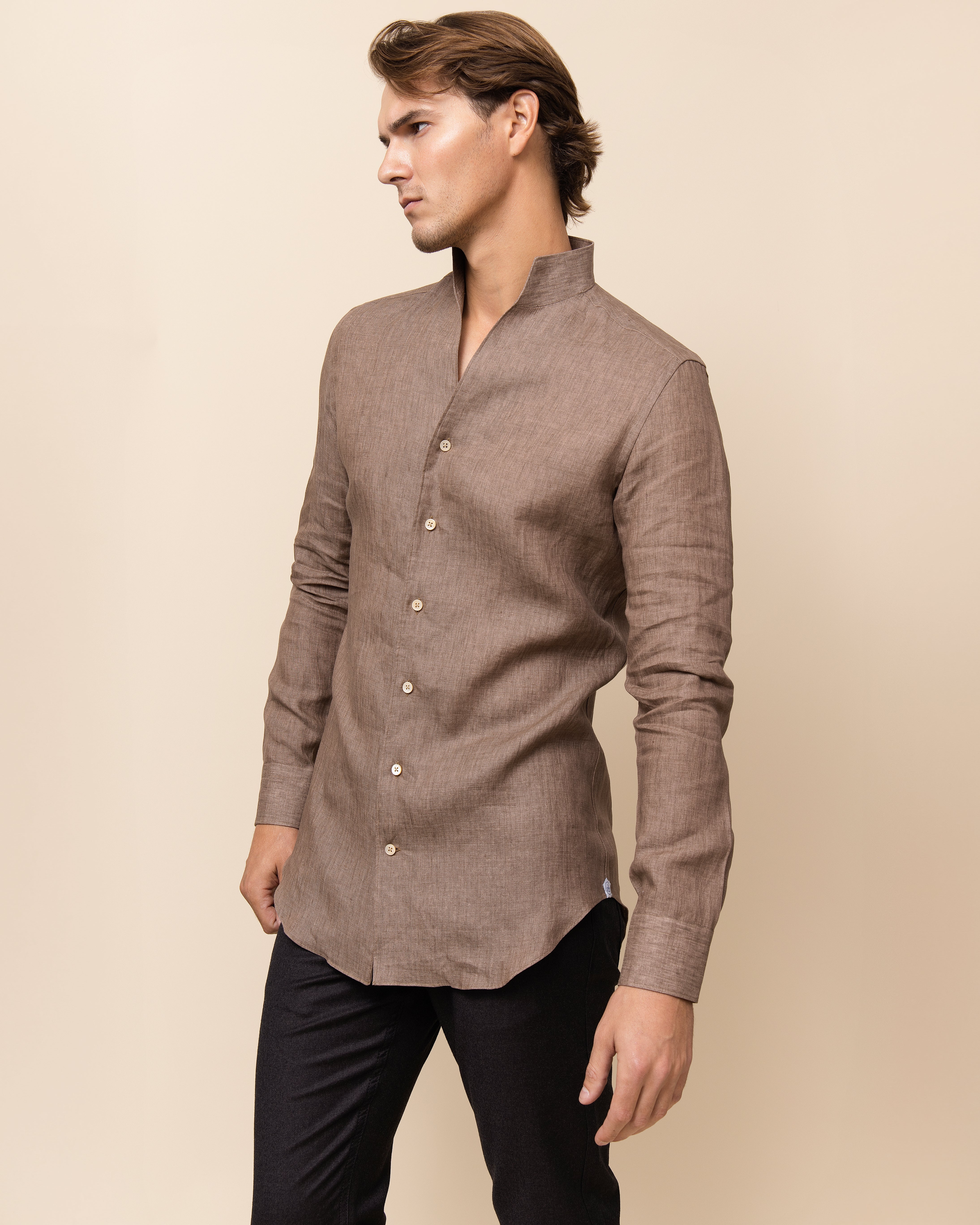 HYDE Lecce Linen Shirt in Melange — lightweight breathable Italian linen shirting for warm-weather dressing, made in Italy