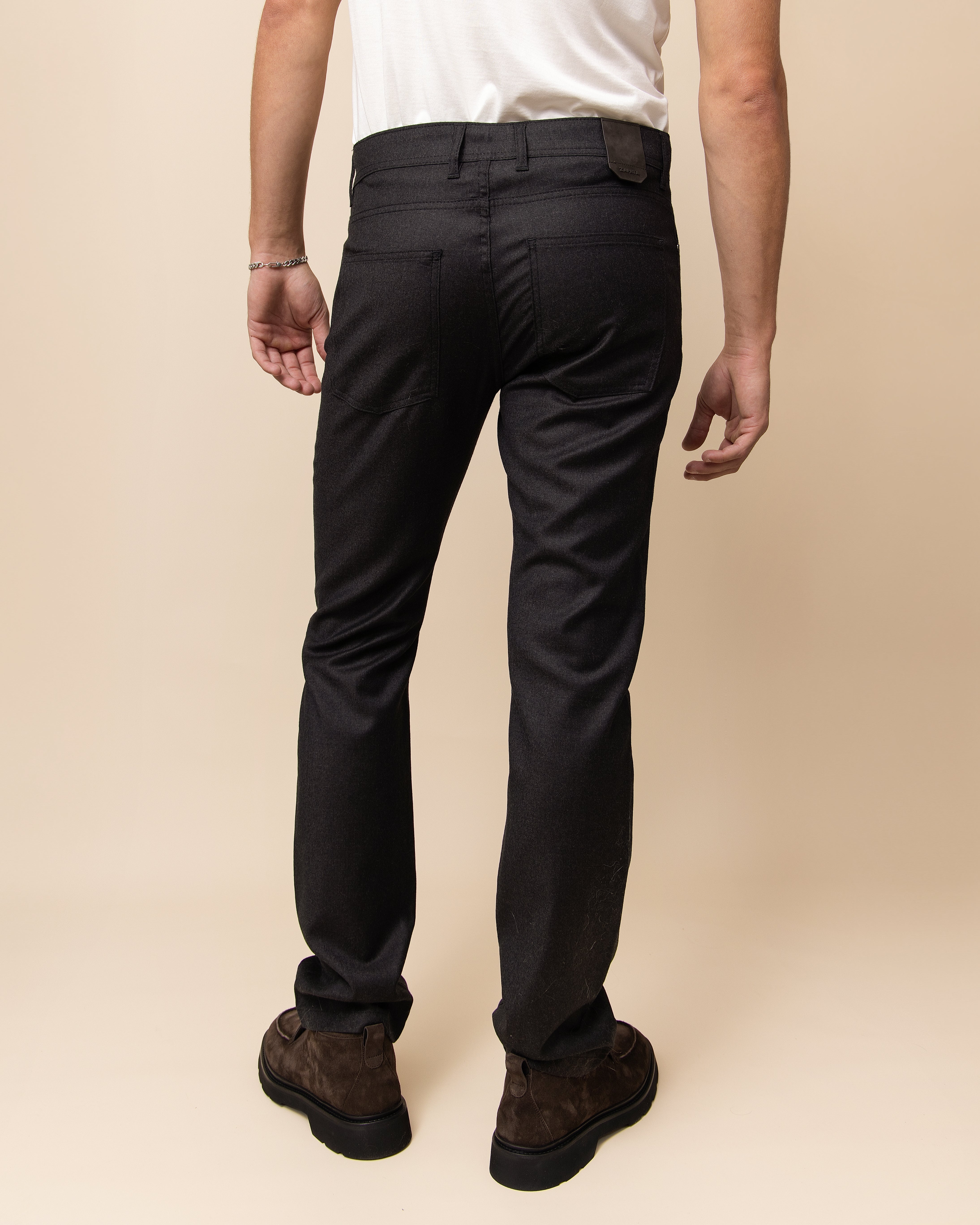 HYDE Mantova brown luxury wool five-pocket trouser by Emiliano Zapata, men's Italian Vitale Barberis Canonico wool pant