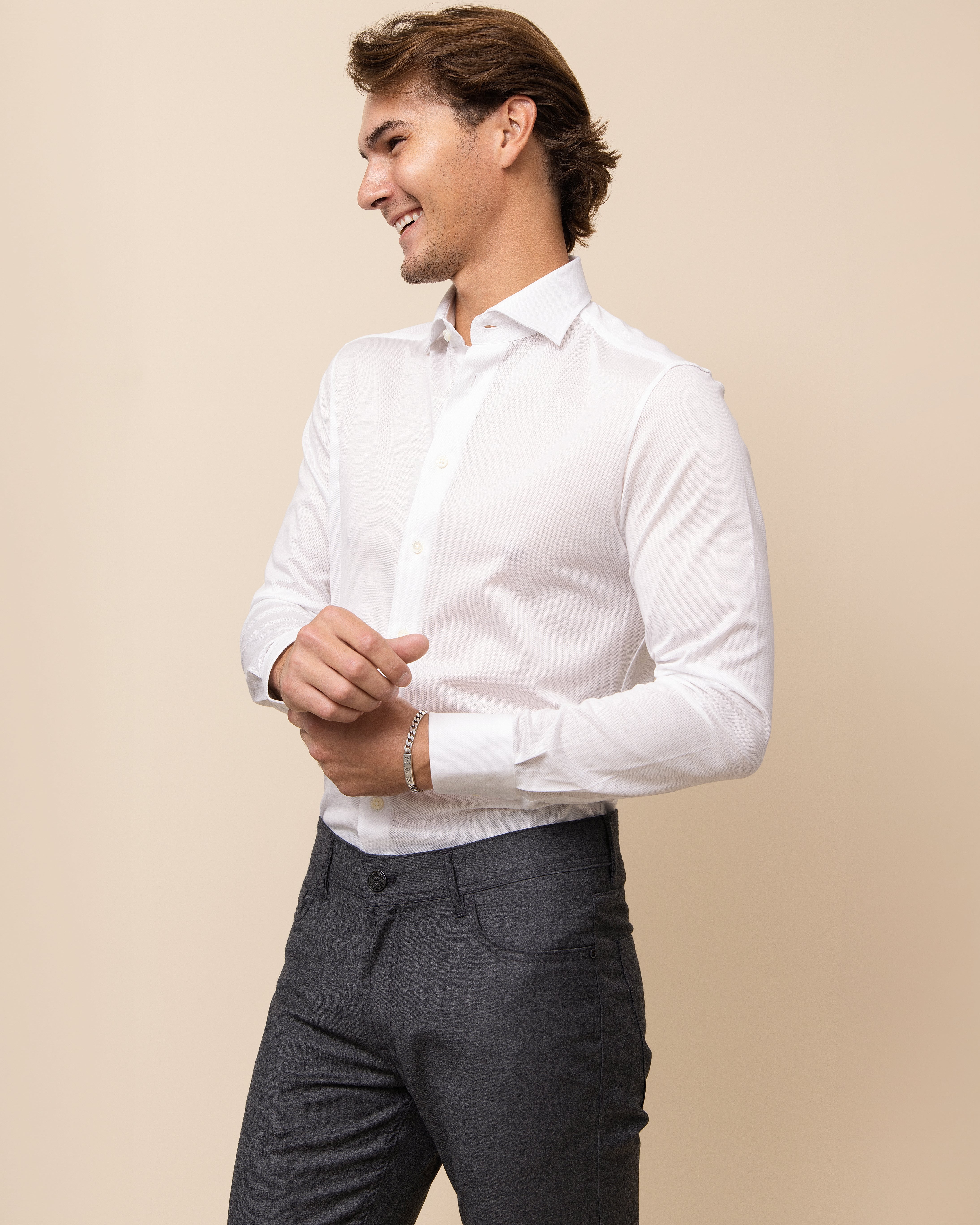 HYDE Orvieto Knit Shirt, White Italian cotton — minimalist luxury sportswear design for effortless year-round layering