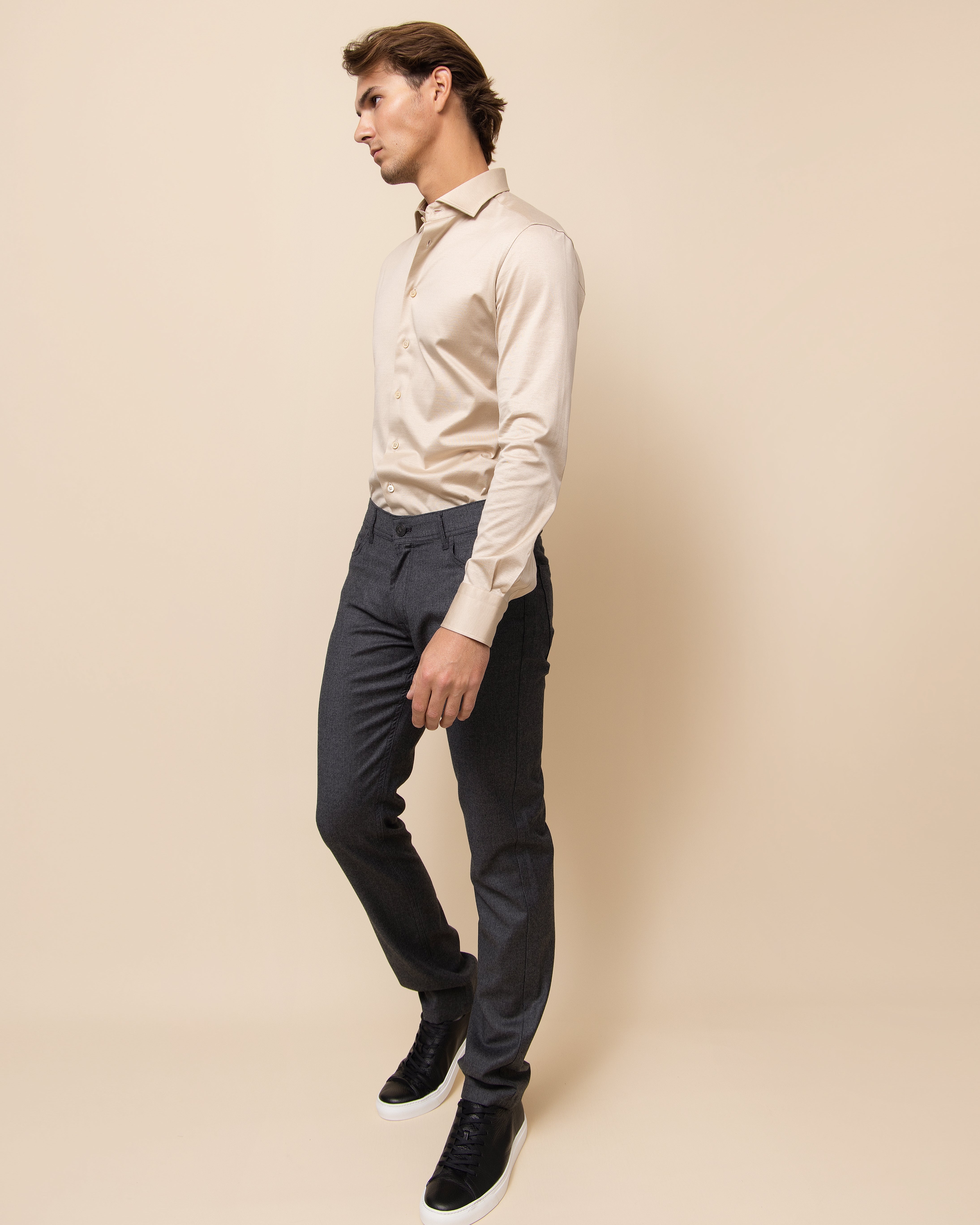 HYDE Parma Knit Shirt, Ivory Italian cotton — soft warm ivory tone that shows the silk-like finish of the knit