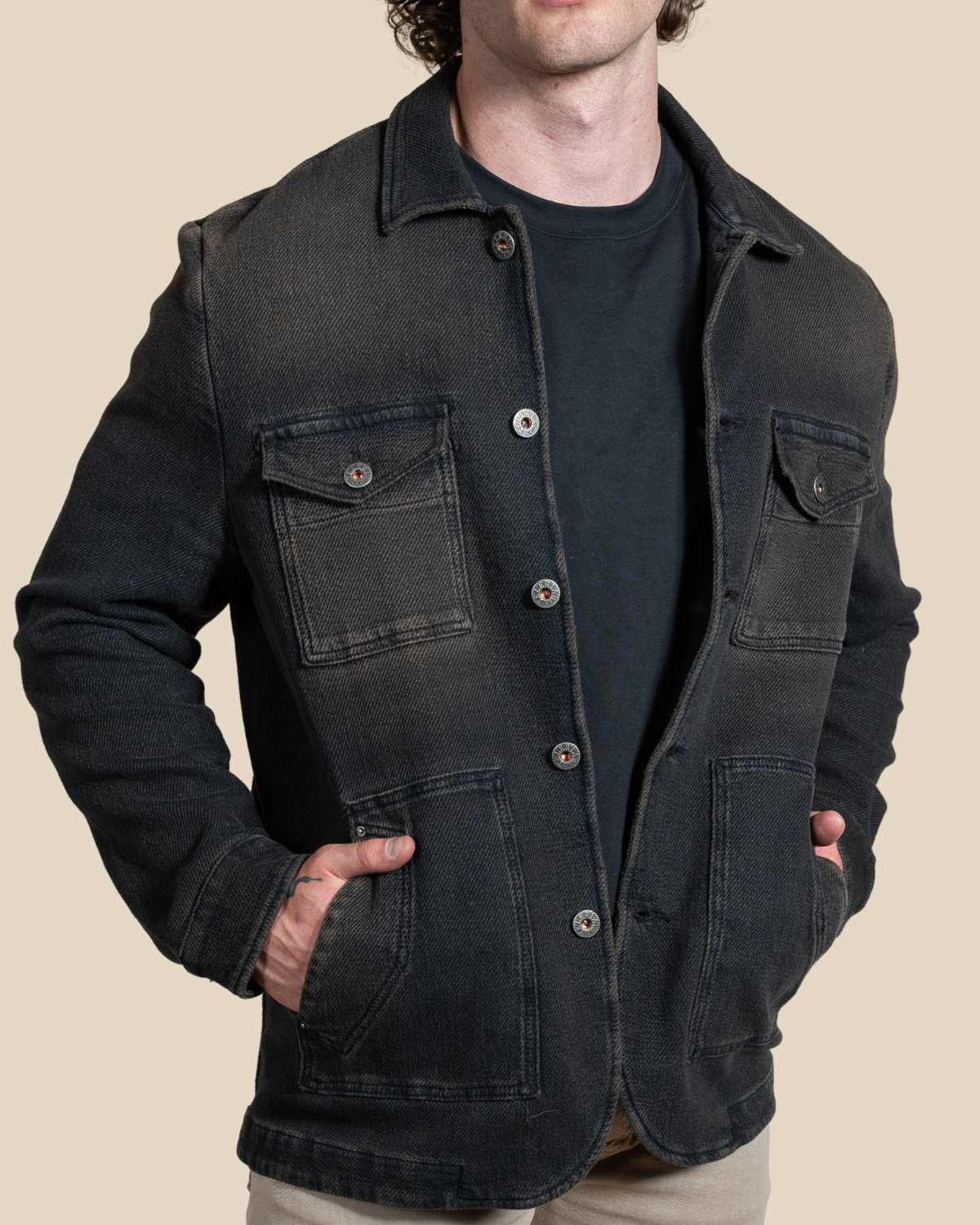 HYDE Tennessee Chore Jacket — Desert Overwash | Men's Luxury Italian Cotton-Blend Western Jacket