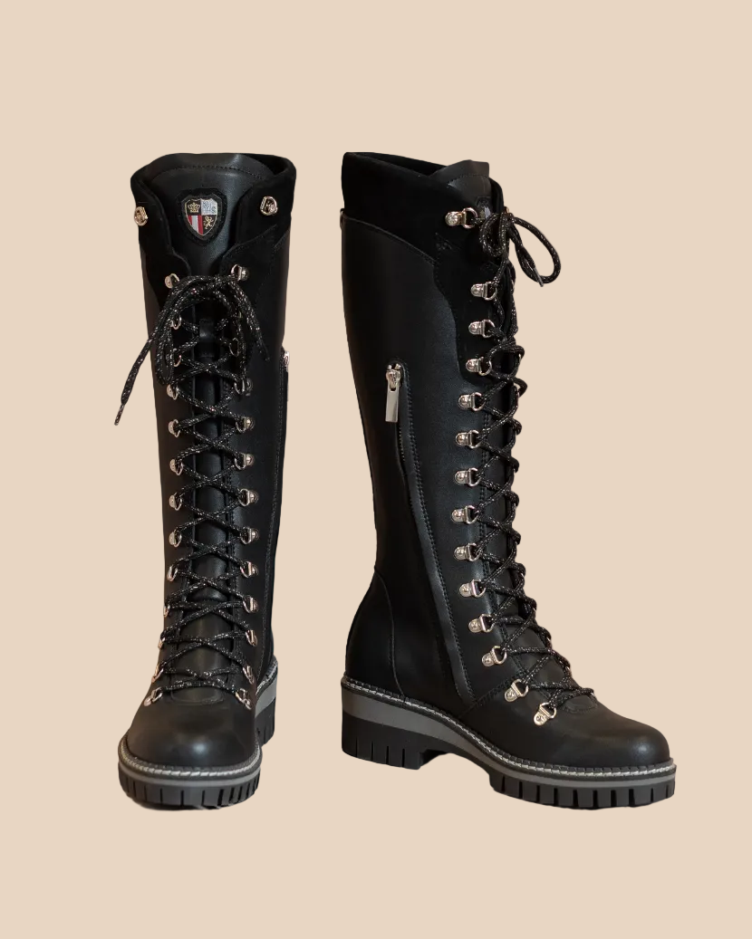 HYDE Nero Black Vitello Tall Leather Boot | Women's Luxury Winter Boot