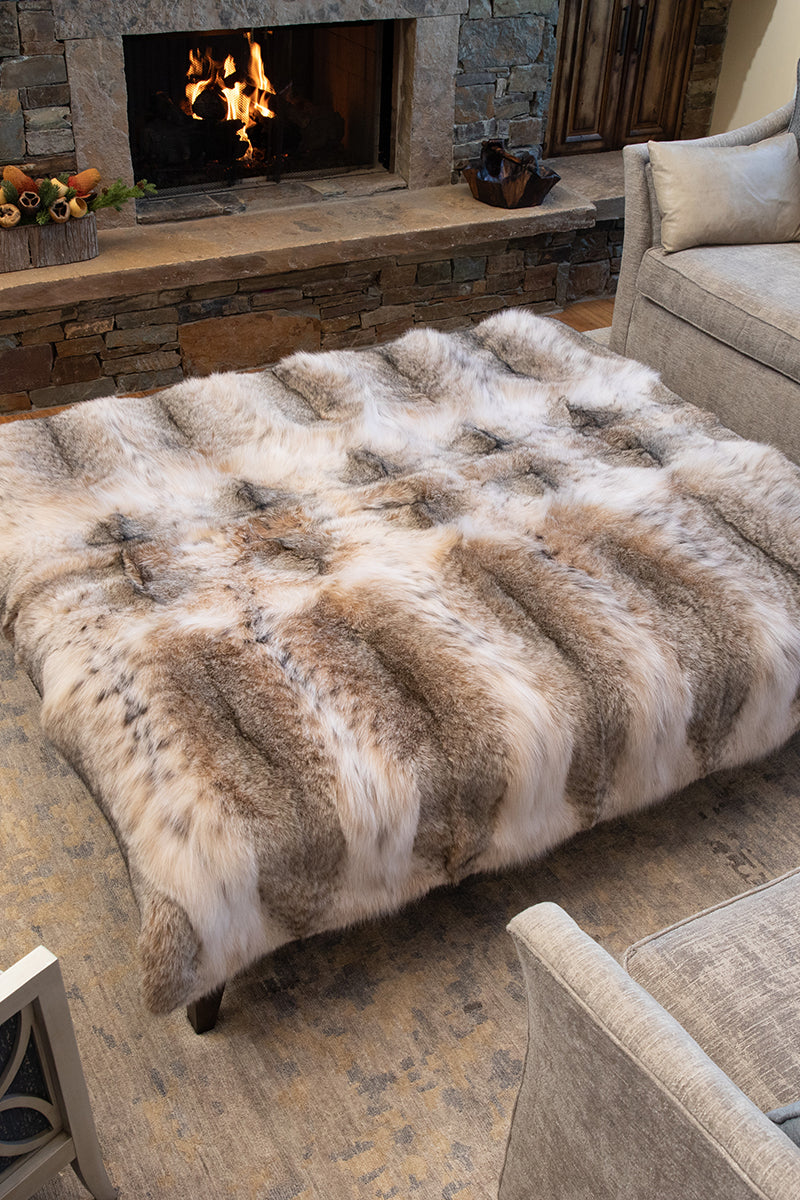 Natural Canadian Lynx Fur Blanket - Hyde Luxury Apparel