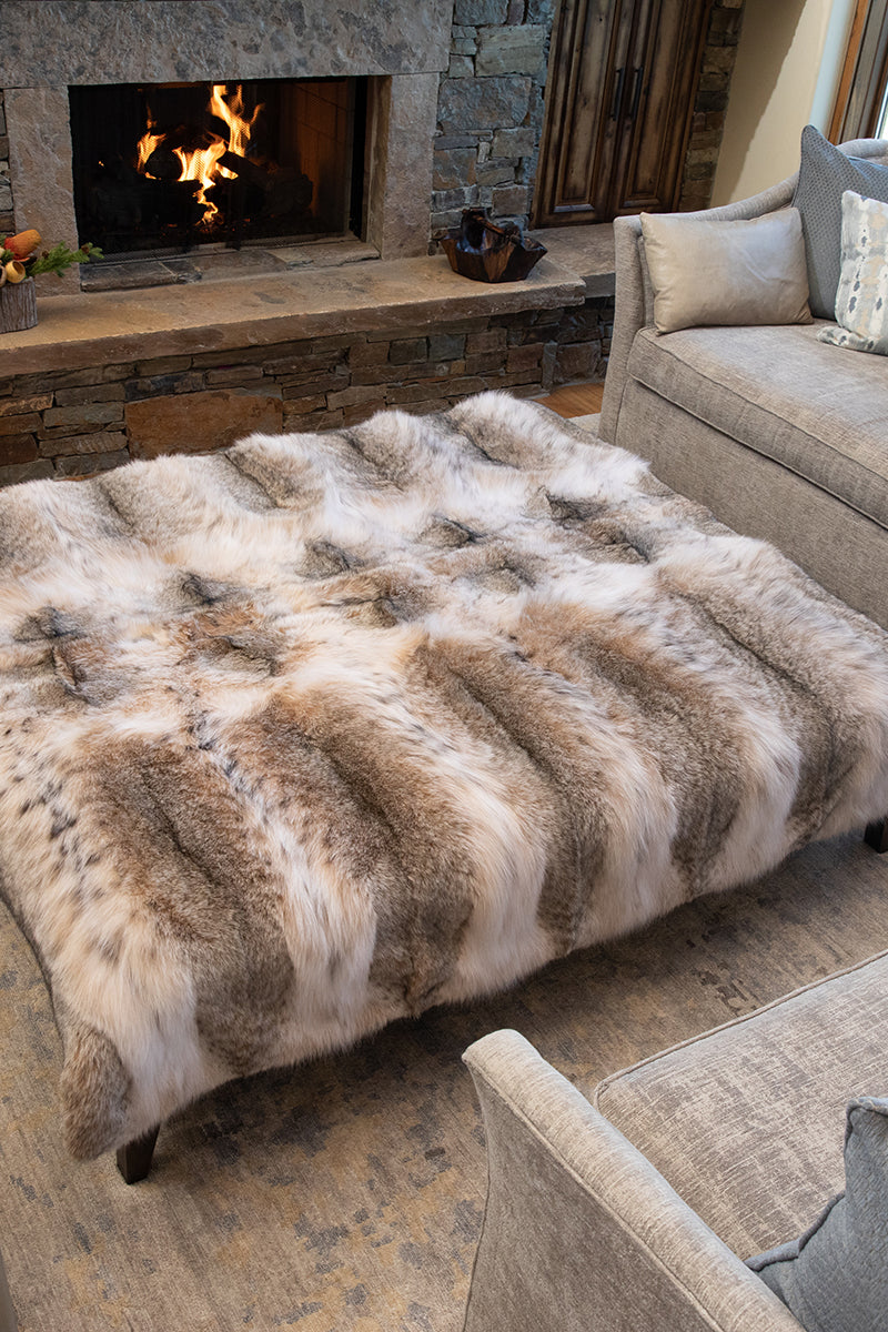 Natural Canadian Lynx Fur Blanket - Hyde Luxury Apparel