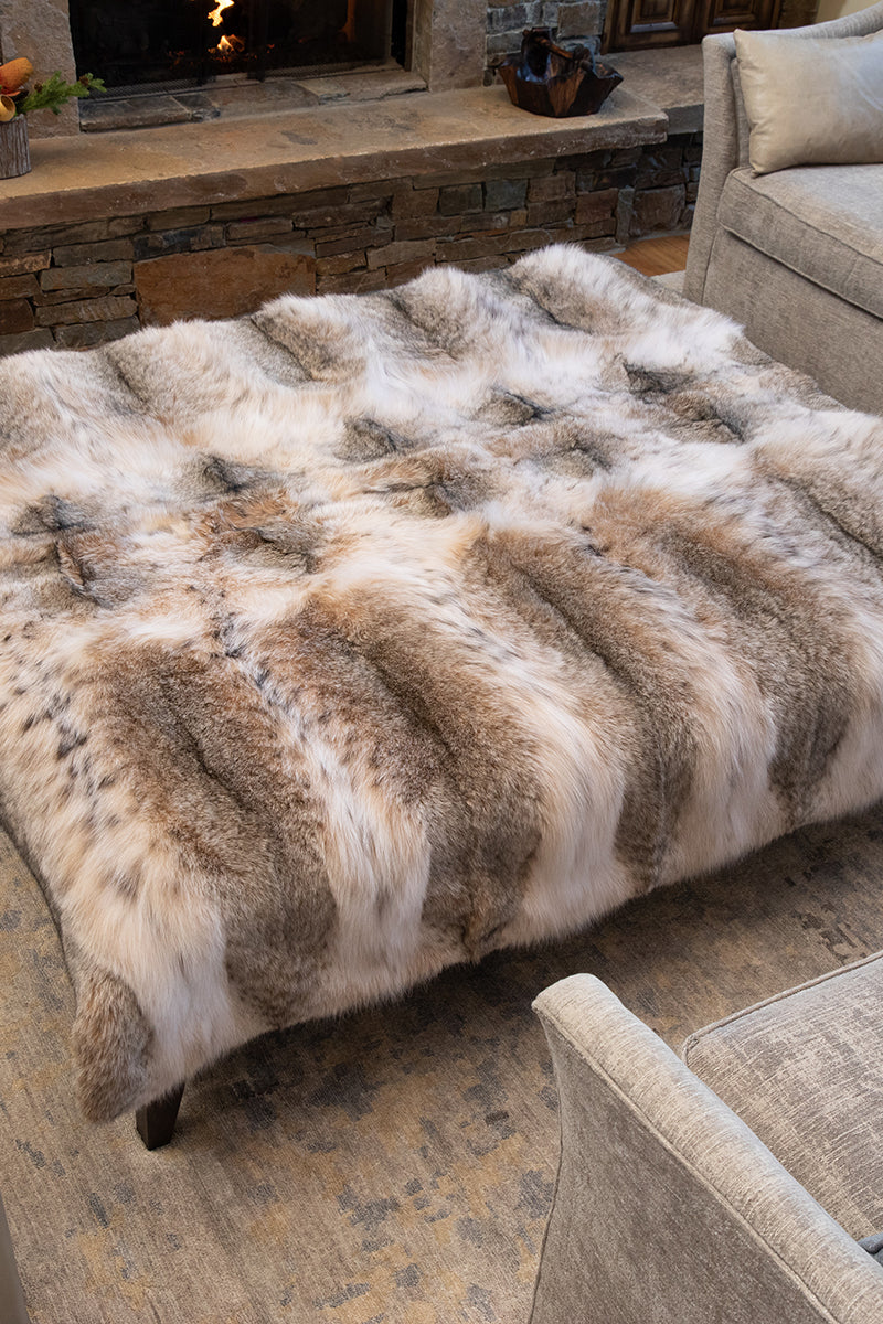 Natural Canadian Lynx Fur Blanket - Hyde Luxury Apparel